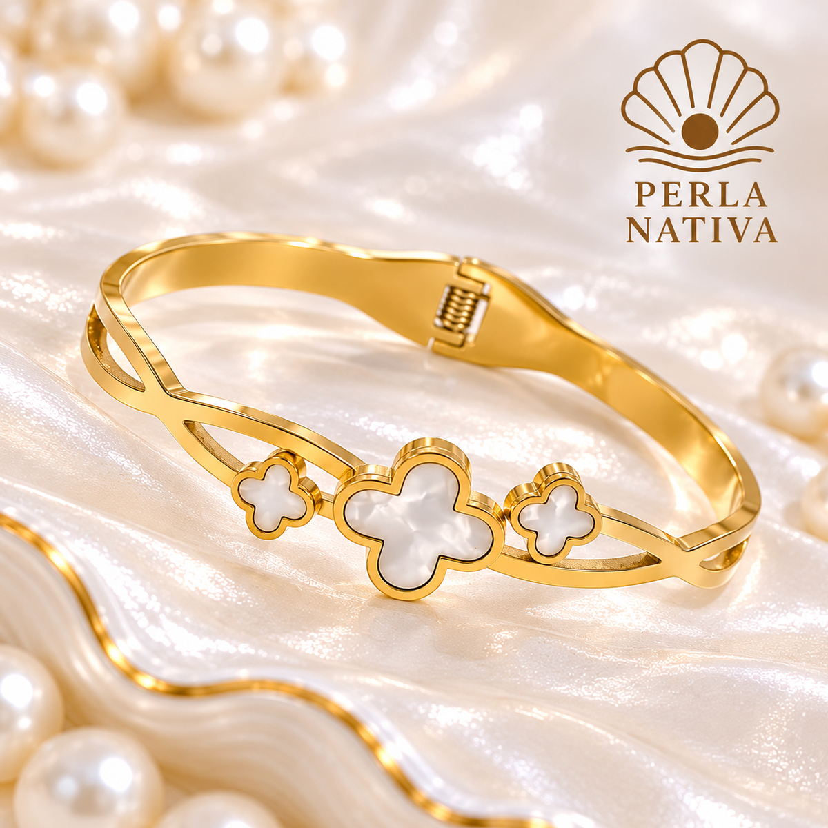 Pulsera Trebol Nácar