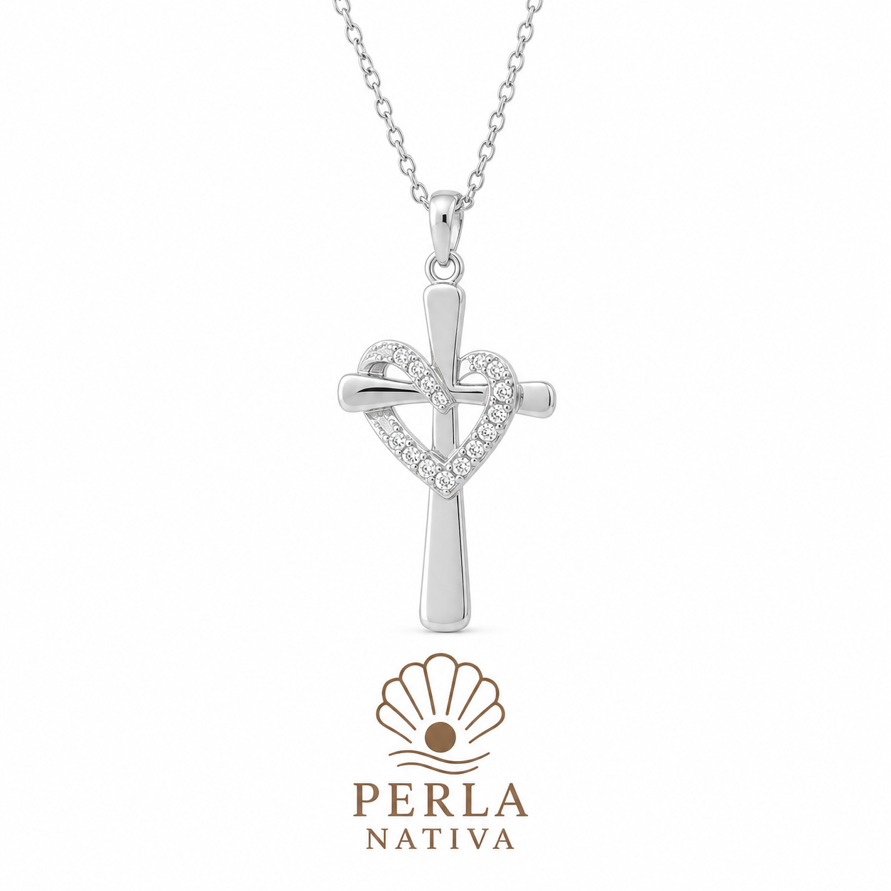 Crucifijo Corazón Zirconia