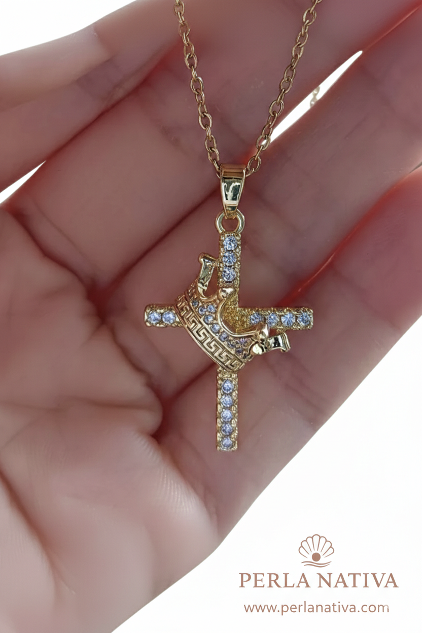 Crucifijo y Corona Rey con Zirconias