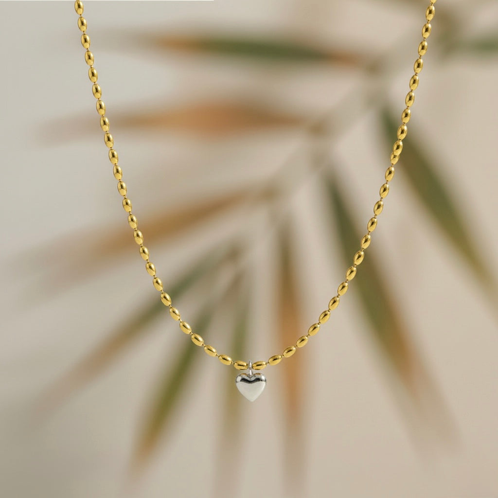 Collar Dorado Corazón Plateado
