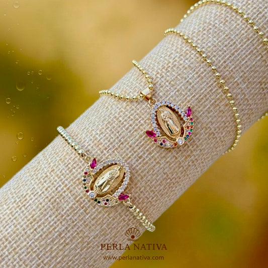 Virgen con Zirconias de Colores