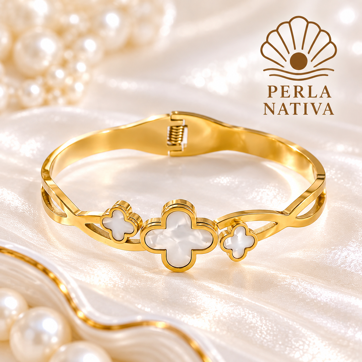 Pulsera Trebol Nácar