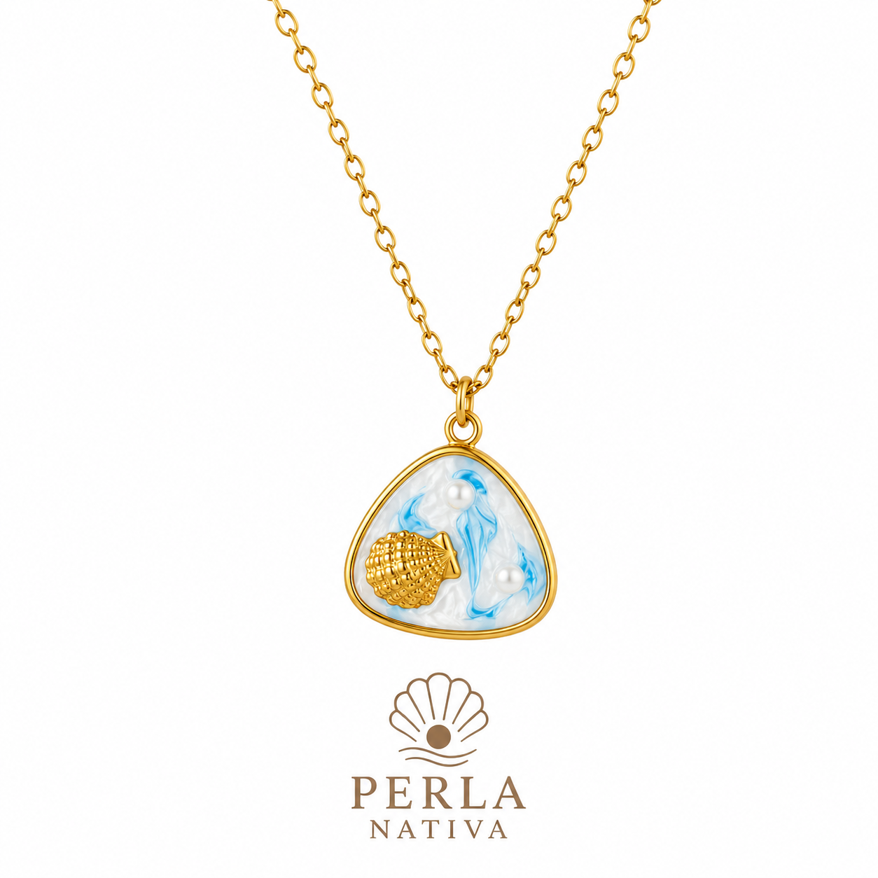 Collar Concha y Perlas