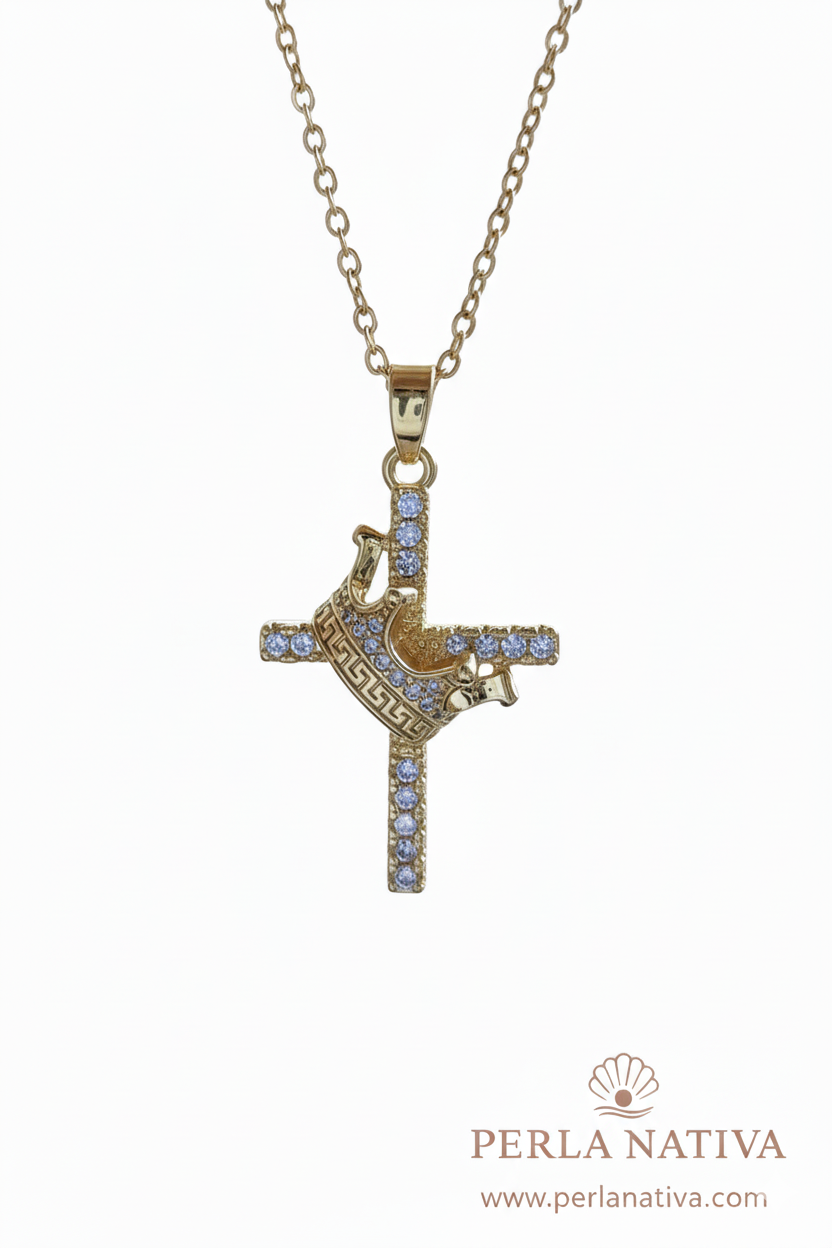 Crucifijo y Corona Rey con Zirconias