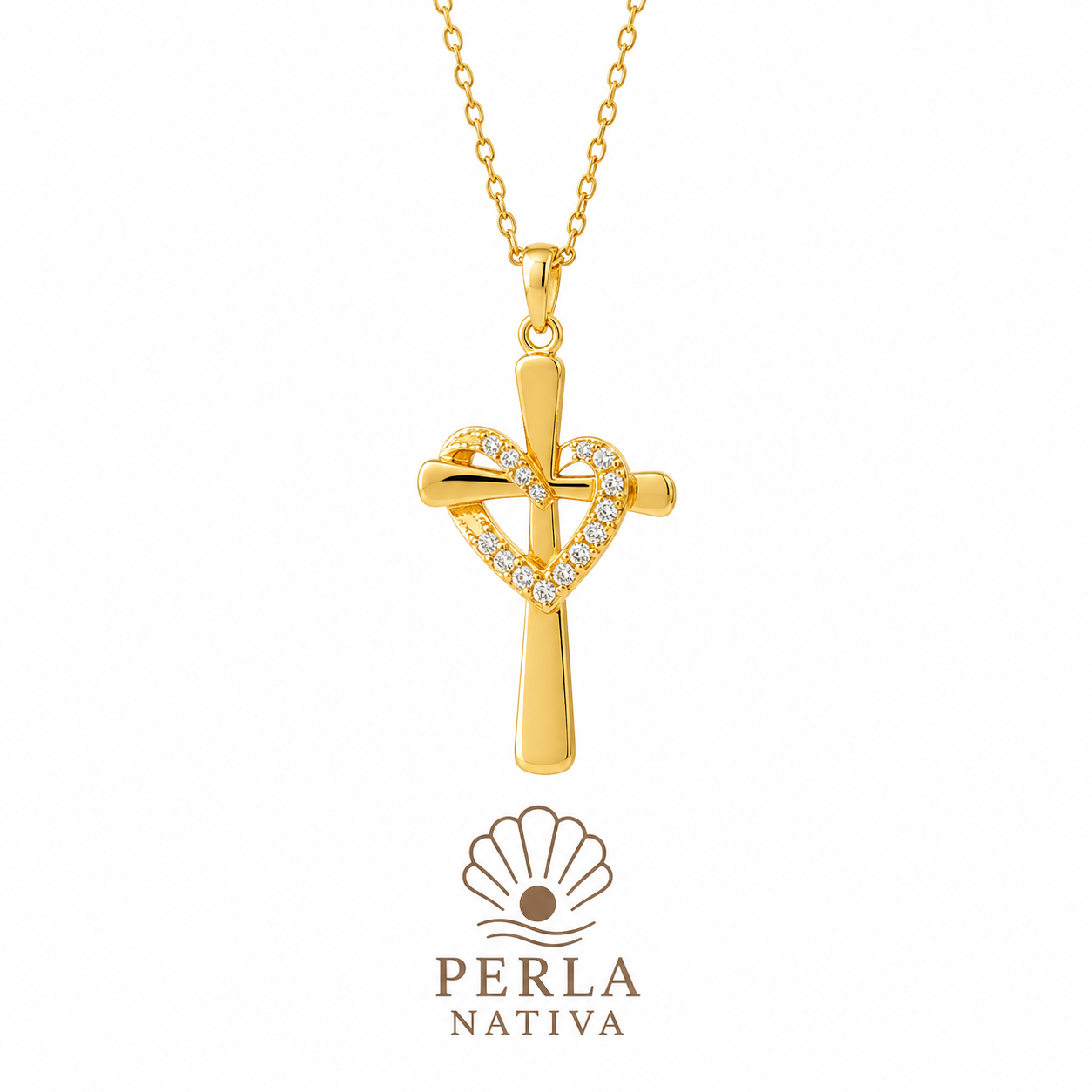 Crucifijo Corazón Zirconia