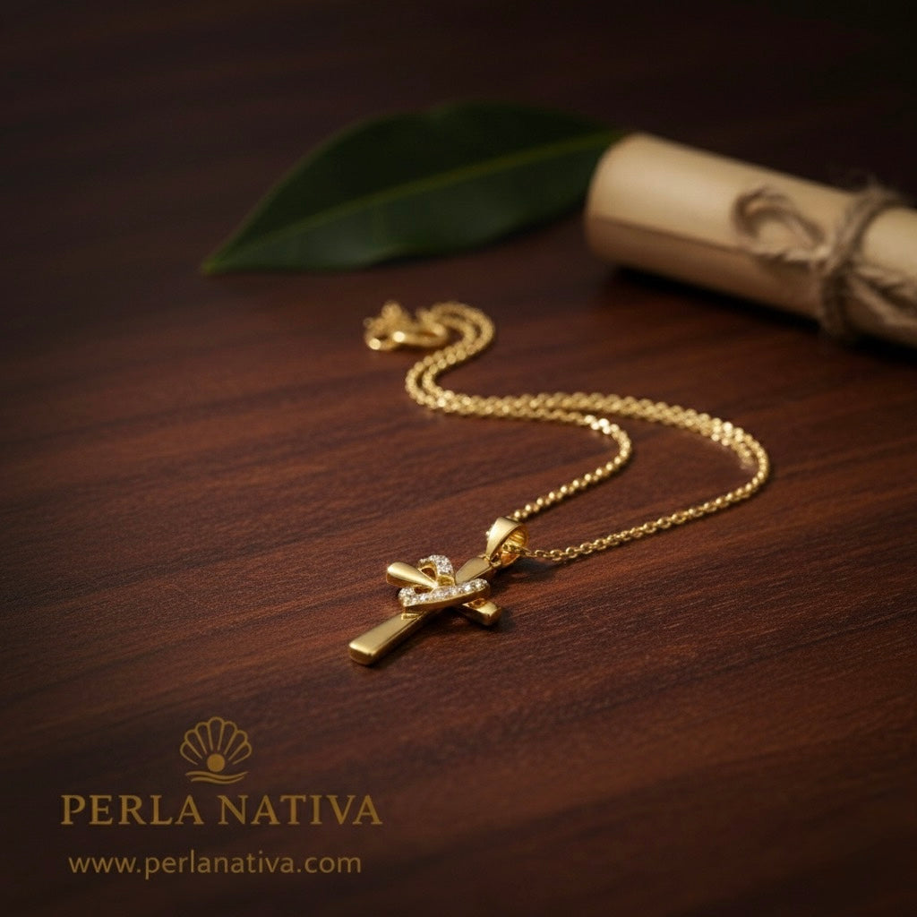 Crucifijo Corazón Zirconia