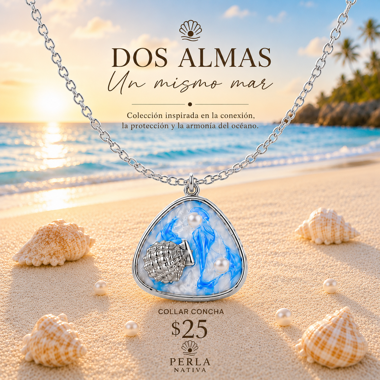 Collar Concha y Perlas