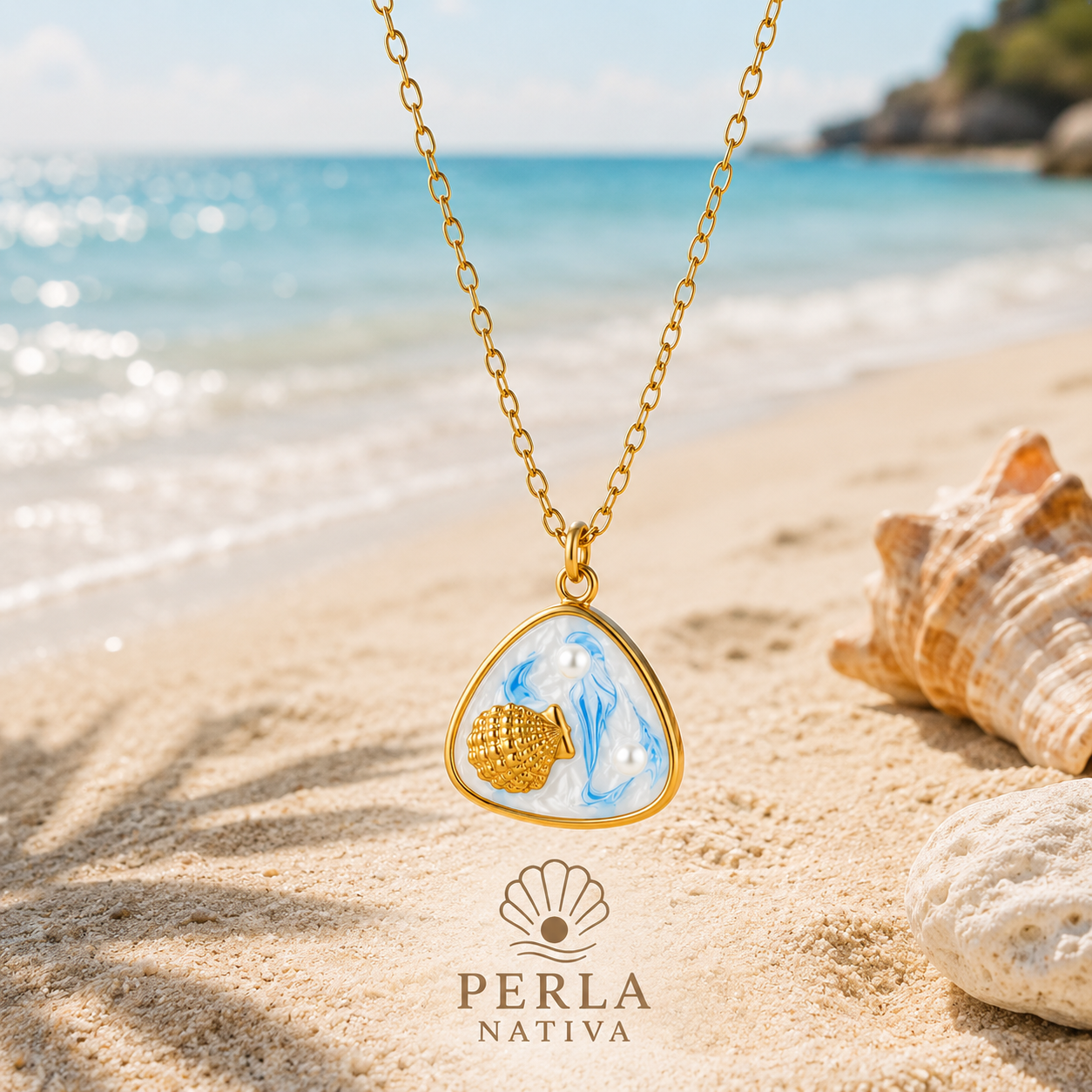 Collar Concha y Perlas
