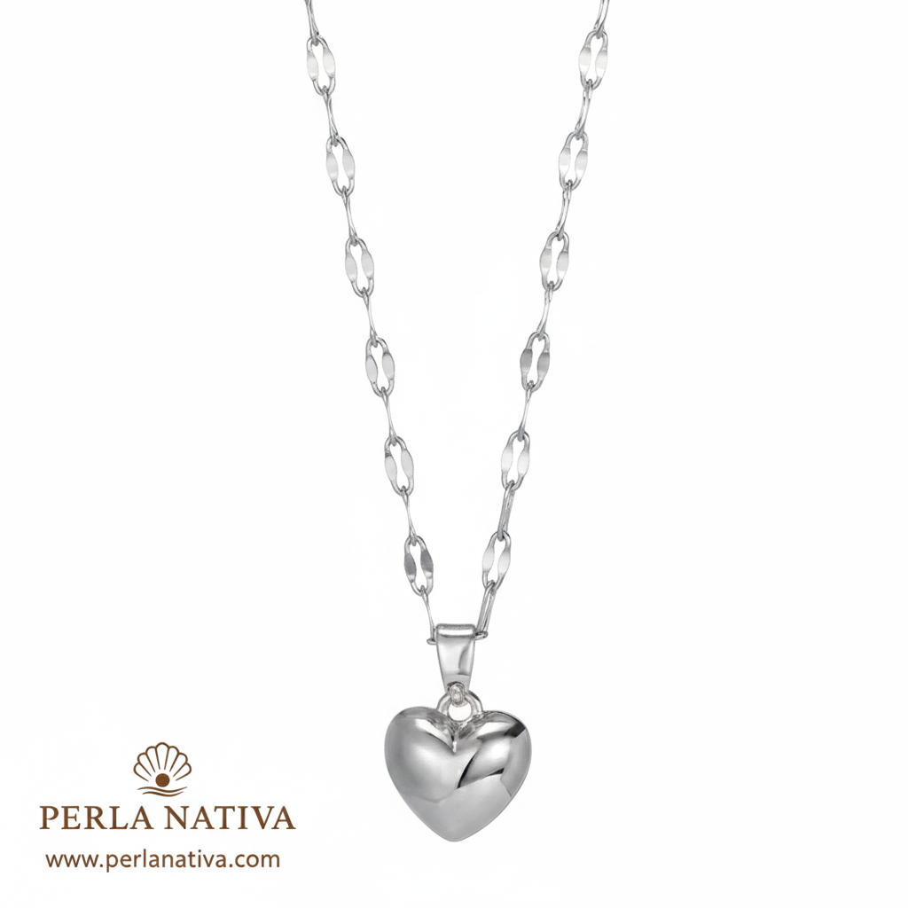 Corazón Sólido Plateado