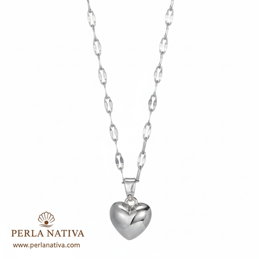 Corazón Sólido Plateado