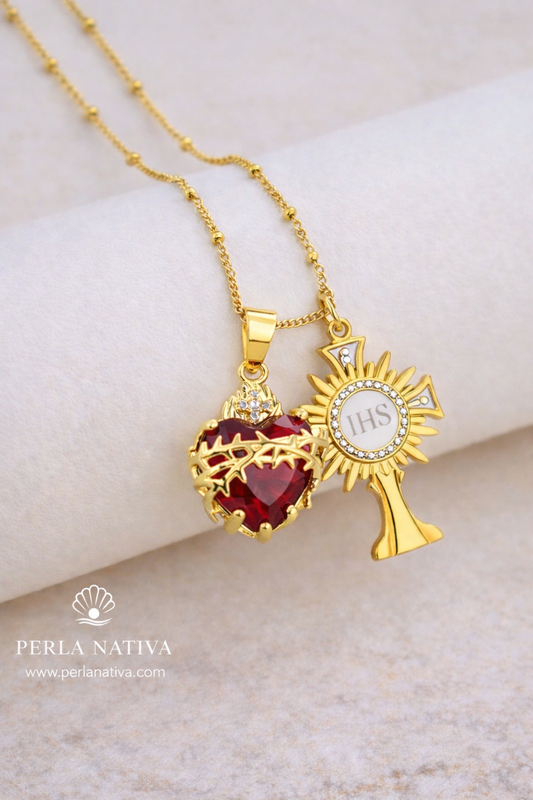 Collar Réplica Custodia y Sagrado Corazón
