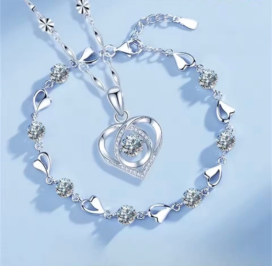 Set de Pulsera y Collar 925 Plata Esterlina