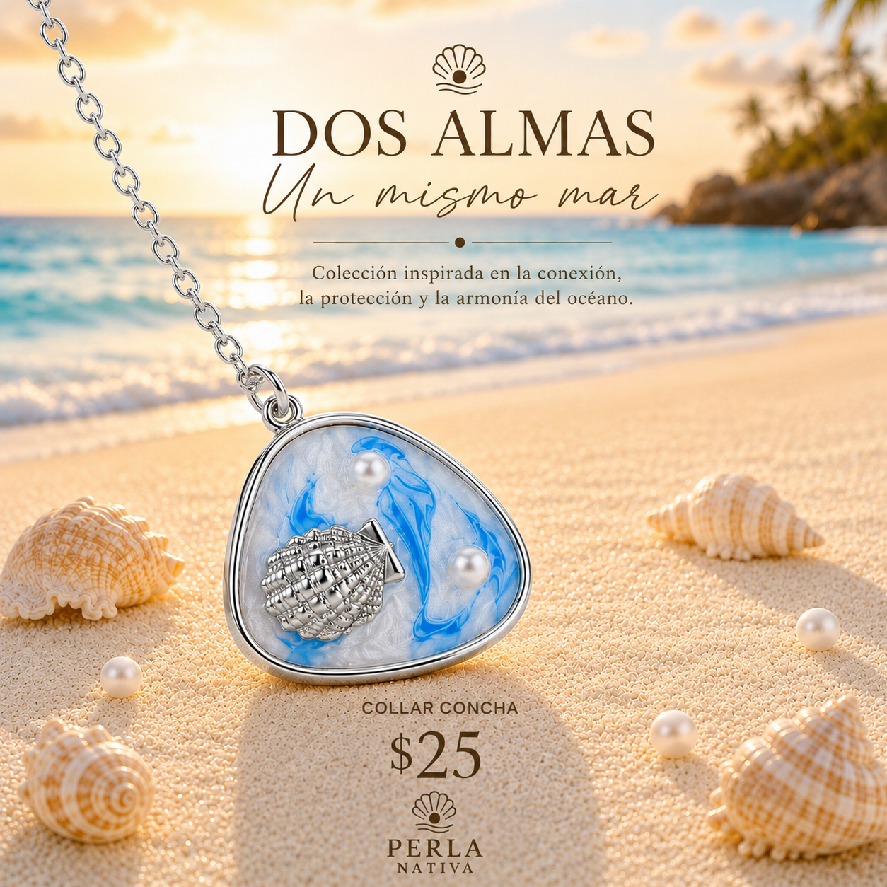 Collar Concha y Perlas
