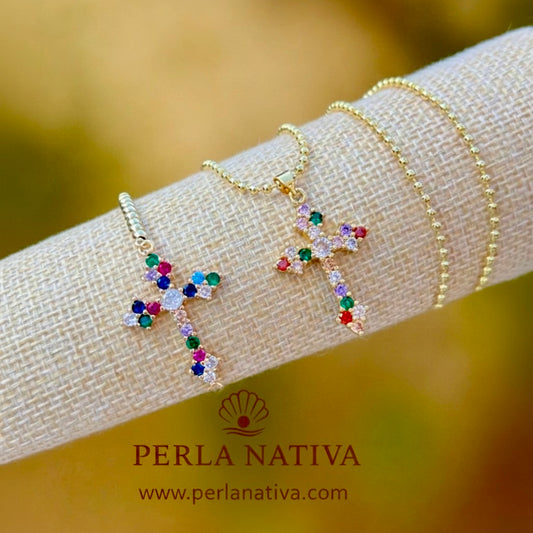 Cruz con Zirconia de Colores