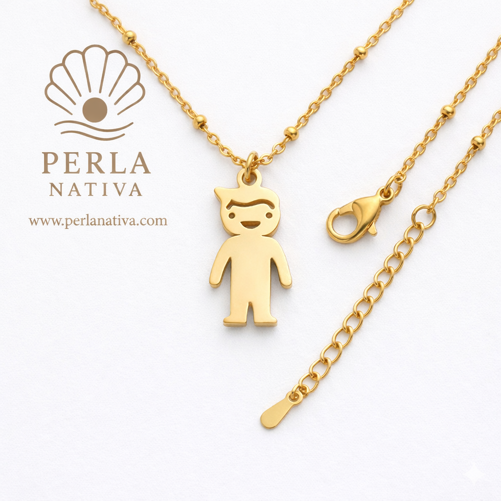 Cadena Charms Niña o Niño Dorada