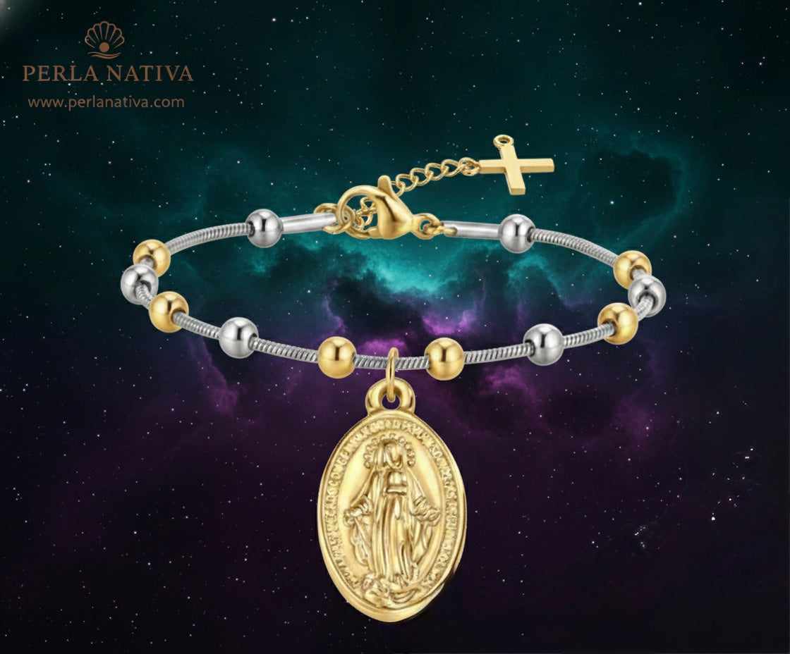 Pre-Venta Pulsera Rosario Dorado y Plateado. Se estará enviando a partir del 10 de enero 2026