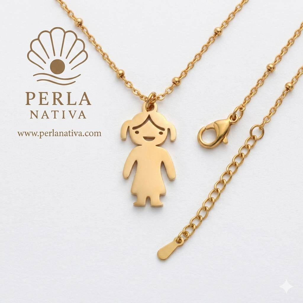 Cadena Charms Niña o Niño Dorada