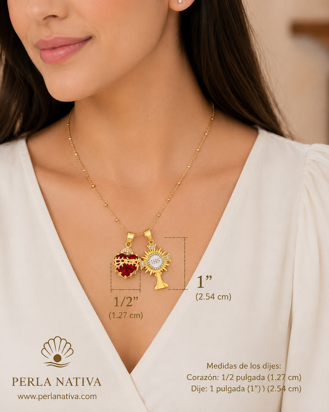 Collar Réplica Custodia y Sagrado Corazón