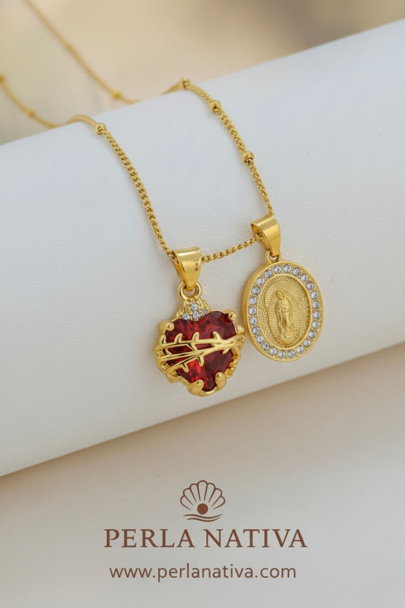 Pre-Venta Sagrado Corazón y Virgen con Zirconias 3 en 1. Se estará enviando a partir del 10 de enero 2026