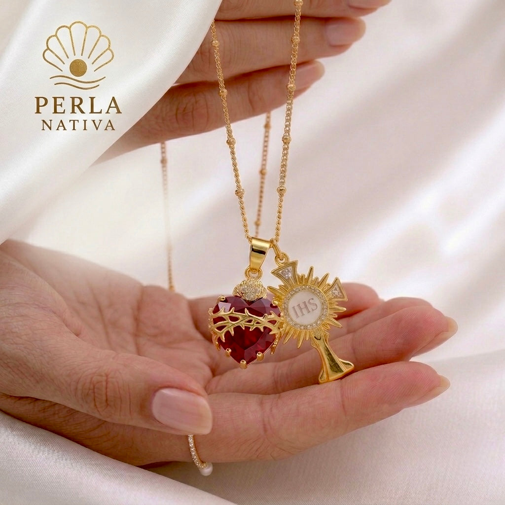 Collar Réplica Custodia y Sagrado Corazón