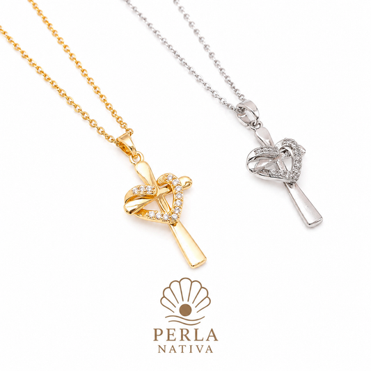 Crucifijo Corazón Zirconia