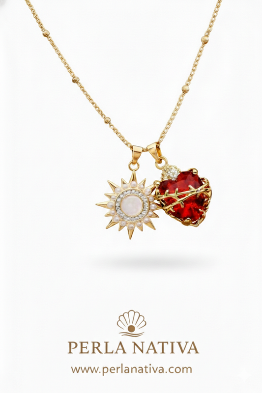 Simulación de Custodia Perlada y Sagrado Corazón