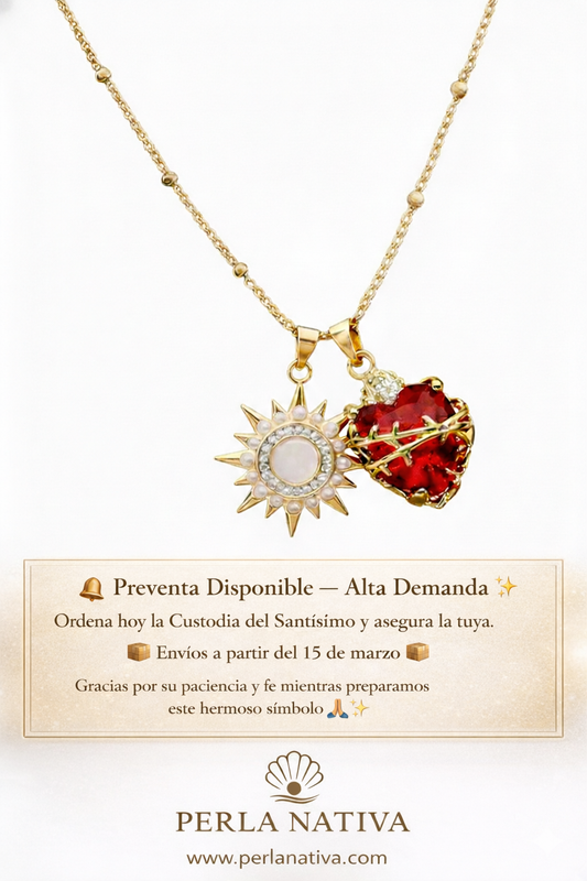 🔴 NOTA IMPORTANTE:

PREVENTA — ENVÍOS DESDE 15 DE MARZO

Debido a la alta demanda y procesos de fabricación.                                                               No te quedes sin el tuyo 🤍 Simulación de Custodia Perlada y Sagrado Corazón 3 en 1